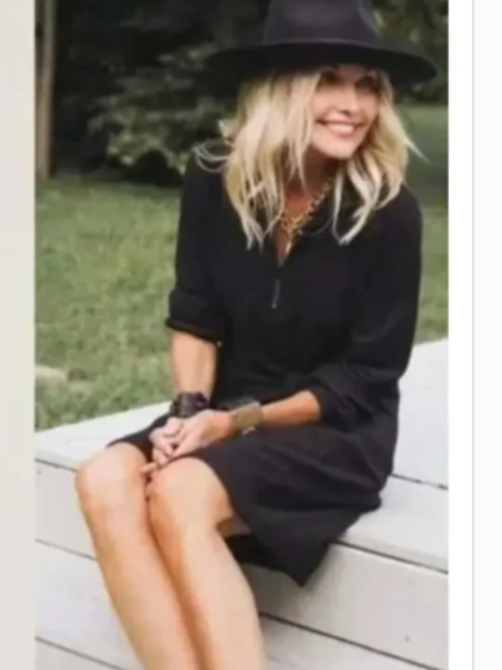 CAbi Black Long Sleeve Zip Shirt Dress